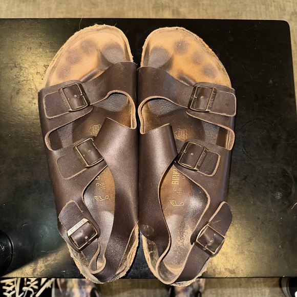 BIRKENSTOCK Milano Oiled Leather Habana 16-16.5 Regular EU 49 Worn Used Clean - Picture 6 of 9